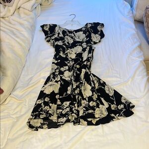 Free People Floral Black and White Wrap Dress
